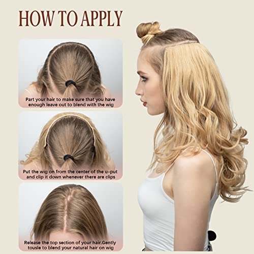 SARLA U Part Wavy Hair Extensions - Instantly Transform Your Look with Long, Full Hair in Light Auburn