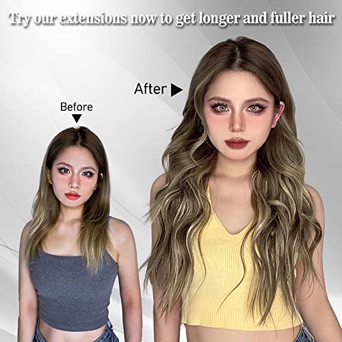 QGZ Clip-in Long Wavy Hair Extensions - 20 Inch Synthetic Marvel for Thicker, Fuller Hair
