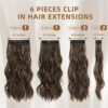 Luxurious Balayage Blend: Fliace Dark Brown Clip-in Hair Extensions (20inch, 6pcs, Dark Roasted Coffee & Caramel Brown) 🌟