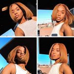 Radiant Charm: 10 Inch Honey Blonde Straight Bob Wig - A #27 Colored Marvel for Effortless Elegance
