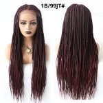 Full Soft Lace Front Box Braided Cornrow Wig - Synthetic Hand Braided Ombre Dark Brown Wig for Women