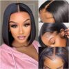 Stylqueen's 13x4 Frontal Lace Wig - Glueless Short Bob Human Hair Wig for Black Women in Natural Color 12 Inch