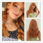 22-inch Medium Length Wavy Wig With Bangs
