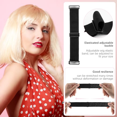 Rolybag Black Adjustable Elastic Wig Band with Nonslip Silicone Strips - Secure and Comfortable Wig Strap for Glueless Wigs - Wig Accessories for Making and Securing Wigs
