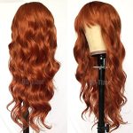 Ginger Orange Loose Wave Wig with Wispy Bangs for Fashion-Forward Women