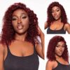Jasperel 99J Short Curly Bob Lace Front Wigs | Indulge in 150% Natural Density, Brazilian Remy Hair, and Undetectable HD Lace