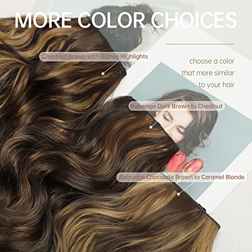 Wire Hair Extensions - Adjustable, Secure Clips, Long Wavy Balayage for Effortless Elegance! 💁‍♀️🌟