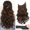 Secret Elegance: REECHO 14-Inch Invisible Wire Hair Extensions in Dark Brown with Copper Highlights - Adjustable, Secure, and Effortless Glamour