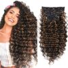 Glamorous 24-Inch Deep Wave Clip-In Hair Extensions - Synthetic Double Weft Hairpiece for Thick Ombre Hair Clips (P1B/27)