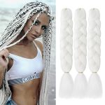 VCKOVCKO Solid White Jumbo Braiding Hair - 3 Bundles for Chic and Timeless Twist Braids