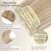 FREEMEIGE Layered Hair Extensions - 20 Inch Long Wavy Synthetic Hair in Light Blonde with White Blonde Highlights, 4PCS for Natural Volume and Stunning Styles
