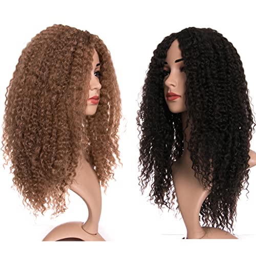Refrescante Natural Brown Afro Kinkys Curly Wig - Heat Resistant Synthetic Beauty for Everyday Charm and Special Occasions