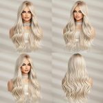 Long Ombre White Blonde Wavy Wig - Premium Synthetic Fiber for Daily Glam or Cosplay Magic