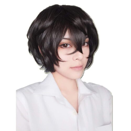SUNXXCOS Curly High-Temperature Fiber Wig - Channel Dazai Osamu's Dark Brown Style