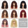 GKtineke Curly Wig: 20 Inch Long Curly Wigs with Bangs for Stunning Daily Looks and Unforgettable Cosplay Adventures in Burgundy
