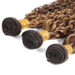 Indulge in Luscious Locks: ALHER Water Wave Ombre Human Hair - 10A Grade Soft Thick Curly Weaves in P4/27 Piano Color