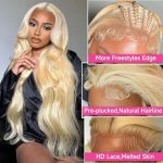 Blonde Bombshell Bliss: 613 Lace Front Wig - HD Transparent Lace, 180% Density, 24 Inch Body Wave for Effortless Glam