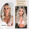 20-Inch Long Wavy Clip in Hair Extensions - 4PCS of Thick, Stylish Synthetic Fiber for Women (Light Golden Blonde with White Blonde)