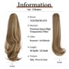 18 Inch Clip-In Ponytail Extension – Synthetic Hair Piece for Women – Long Straight Curly Tail Pony in Brunette/Ash Blonde – Perfect for Daily Wear and Special Occasions
