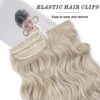 20-Inch Long Wavy Clip in Hair Extensions - 4PCS of Thick, Stylish Synthetic Fiber for Women (Light Golden Blonde with White Blonde)