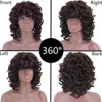 ELIM Natural Brown Short Kinky Curly Wig with Bangs - Heat Resistant Synthetic Wig for Charming Daily Wear and Special Occasions