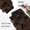 Long Wavy Chestnut Brown Clip-In Hair Extensions - 4PCS for Instant Volume and Length (20 inches)