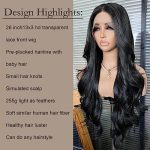 QD-Udreamy Black Lace Front Wig, Body Wave Lace Front Wigs, Transparent Lace Wig Pre Plucked with Baby Hair, 26 inch Long Wavy Wig for Women, Glueless Lace Wig for Black Women