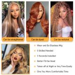 Wear and Go Glueless Wigs - 5x5 HD Lace Closure, Pre-Plucked, 24-Inch Body Wave Human Hair in Ombre 4/27 Highlight Honey Blonde