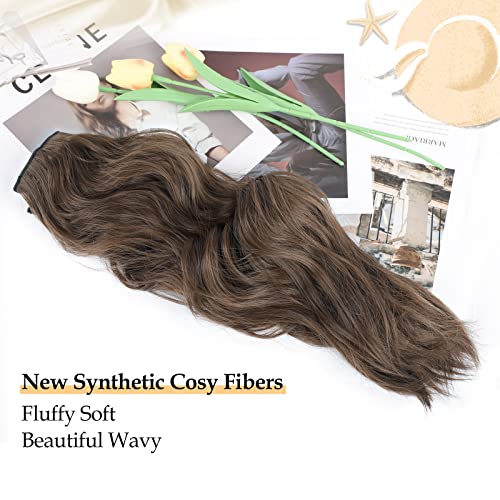 Long Wavy Clip-in Synthetic Hair Extension - Chestnut Brown 4pc Thick Hairpieces for Luxurious and Natural 20-inch Hair Extensions (8/10)
