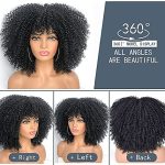 Short Curly Afro Wig – Kinky Curly Hair Wig with Bangs for a Bold Look (Black)