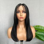 20" Medium-Length Straight Lace Front Wig - Natural Color, Heat Resistant, Daily Wear for Women