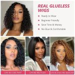 Wear and Go Glueless Wigs with 5x5 HD Lace Closure - Pre-Plucked, Pre-Cut, and Ready to Wear Curly Bob Deep Wave Human Hair Wigs