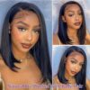 Yarmece's 14 Inch Straight Bob Lace Front Wig - 180% Density Brazilian Virgin Human Hair for a Natural Look