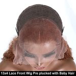 10A Ginger Brown 13X4 Lace Front Wigs: Brazilian Remy Hair, Curly Auburn Elegance, Pre-Plucked with Baby Hair, Colored for Alluring Confidence - 150% Density, 24 Inch