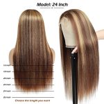 4x4 Highlight Lace Closure Wig - Experience 10A Grade Brazilian Virgin Human Hair in Stunning 4/27 Ombre Colored Straight Wig