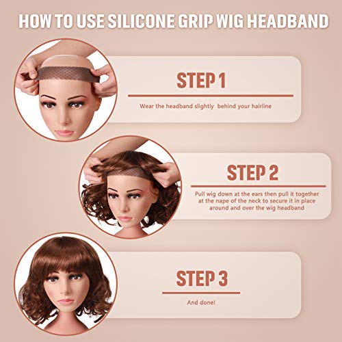 Secure Your Style with 2 Pieces Silicone Grip Wig Bands – Adjustable Non-Slip Wig Headbands for Men and Women