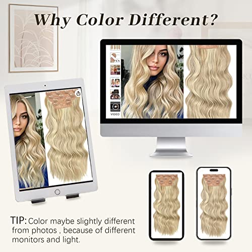 Sué Exquisite 4PCS Clip-in Hair Extensions - Transform Your Look with 20-inch Platinum Blonde & Golden Brown Glam Waves