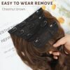 NAYOO 4PCS Clip in Hair Extensions - Chestnut Brown 20 Inch, Synthetic Fiber, Full Head of Long Wavy Curly Hairpieces