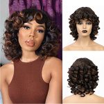 Afro Kinky Curly Fluffy Wig - Brown Short Wave Wig for Black Women