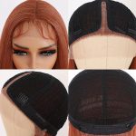 32-Inch Long Straight Orange Ginger Lace Front Wig - Synthetic Elegance with T-Lace and Glueless Comfort