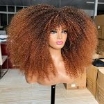 Embrace Trendsetting Glamour with 17-Inch Ombre Brown Afro Wig - Perfect for All Occasions