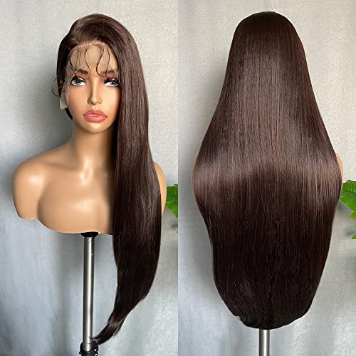 OKU 13x4 Brown Lace Front Wigs - Achieve Effortless Glamour with 32 Inch Long Straight Wigs, Free Parting and HD Transparent Lace for Women and Girls