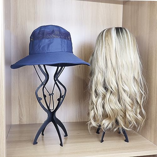 Set of 2 Portable 19.7" Tall Wig Stands - Collapsible High Holders for Long Wig Storage and Elegant Display