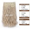 Blonde Hair Extensions - 3pcs Synthetic Full Head Invisible Wavy Clip Extensions 260g (Ash Blonde mixed Bleach Blonde)