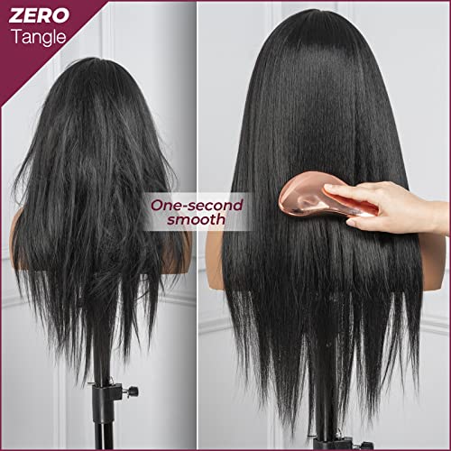 Toyotress ZERO Tangle Airy Dark Brown Lace Front Wig - 26 Inch Straight T-Part Synthetic Wig with HD Lace for Effortless Elegance (26 Inch, Color 2)