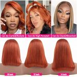 Flady Ginger Orange Bob Wig 12 Inch - 13x4 HD Lace Front Wigs Human Hair Pre Plucked, 150% Density, 350# Colored Lace Frontal Bob Wigs for Black Women 🍊💇‍♀️