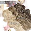 Invisible Wire Hair Extensions - 20 Inch Halo Ash Blonde Mix Bleach Blonde - Long Wavy Synthetic Hairpiece with Adjustable Transparent Wire and 4 Secure Clips for Effortless Elegance
