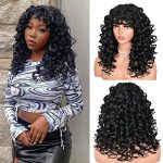 Long Curly Afro Wig for Black Women - Big, Bouncy, and Fluffy with Unique Bangs
