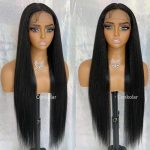 Ravishing Noir Elegance: 30-Inch Long Straight Black Lace Front Wig for Confident Transformations