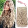 Blonde Hair Extensions - 3pcs Synthetic Full Head Invisible